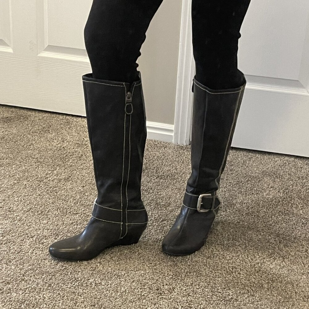 Fossil Women's Black Leather Boots - Size 8 1/2